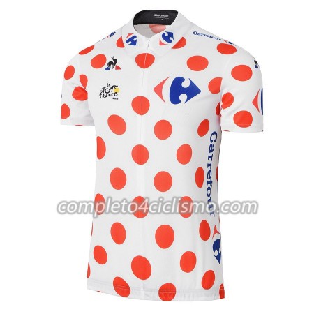 Maglia Bianca con pois Rossi 2017 Tour De France Manica Corta